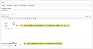 Events Requirements Tab